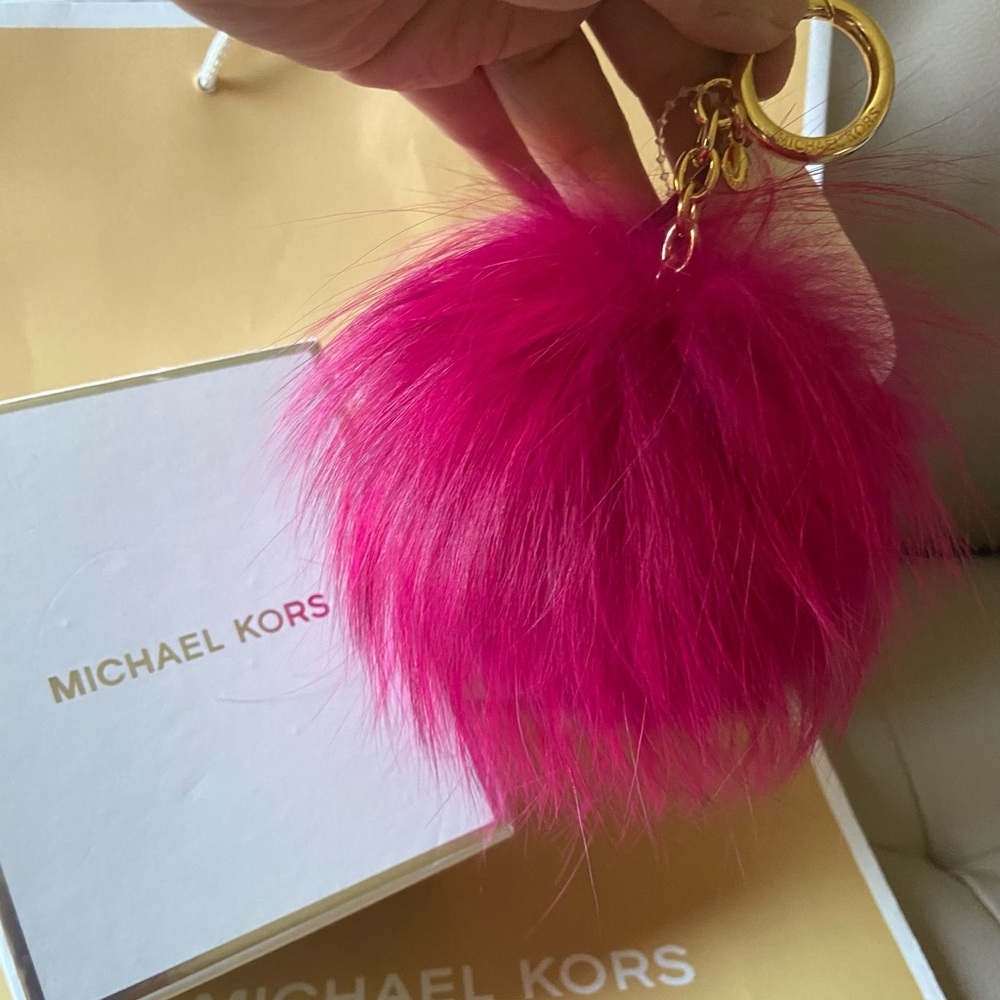 Michael Kors Fuchsia Fluffy Keychain